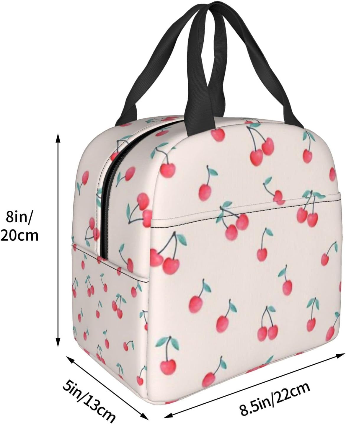 Cute Pink Cherry Print Reusable Insulated Lunch Bag For Women Men Waterproof Tote Lunch Box Thermal Cooler Lunch Tote Bag For Work Office Travel Picnic - Image 8