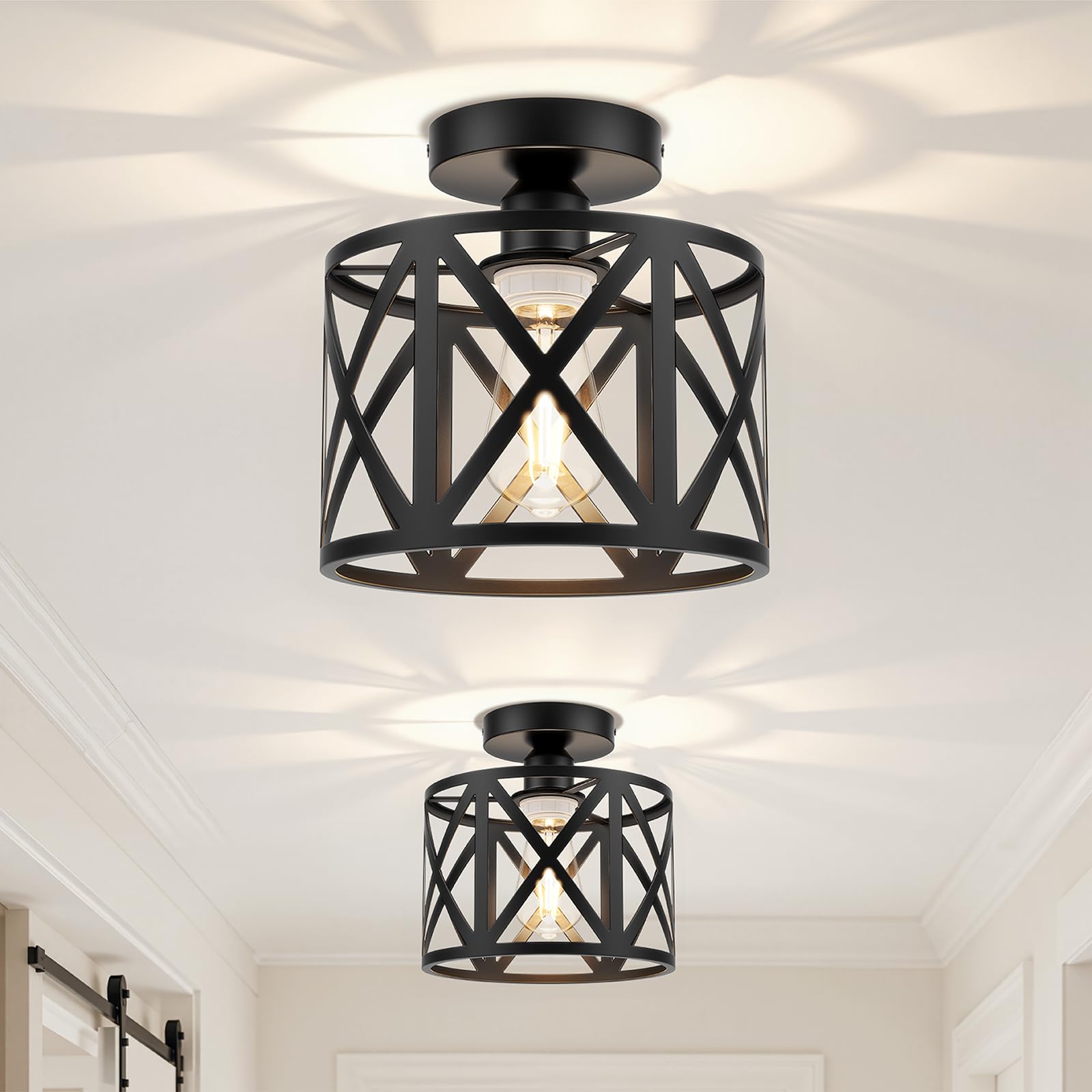 BLNAN Modern Deckenlampe Schwarz, 1 Flammige Deckenleuchte aus Metall E27-Fassung