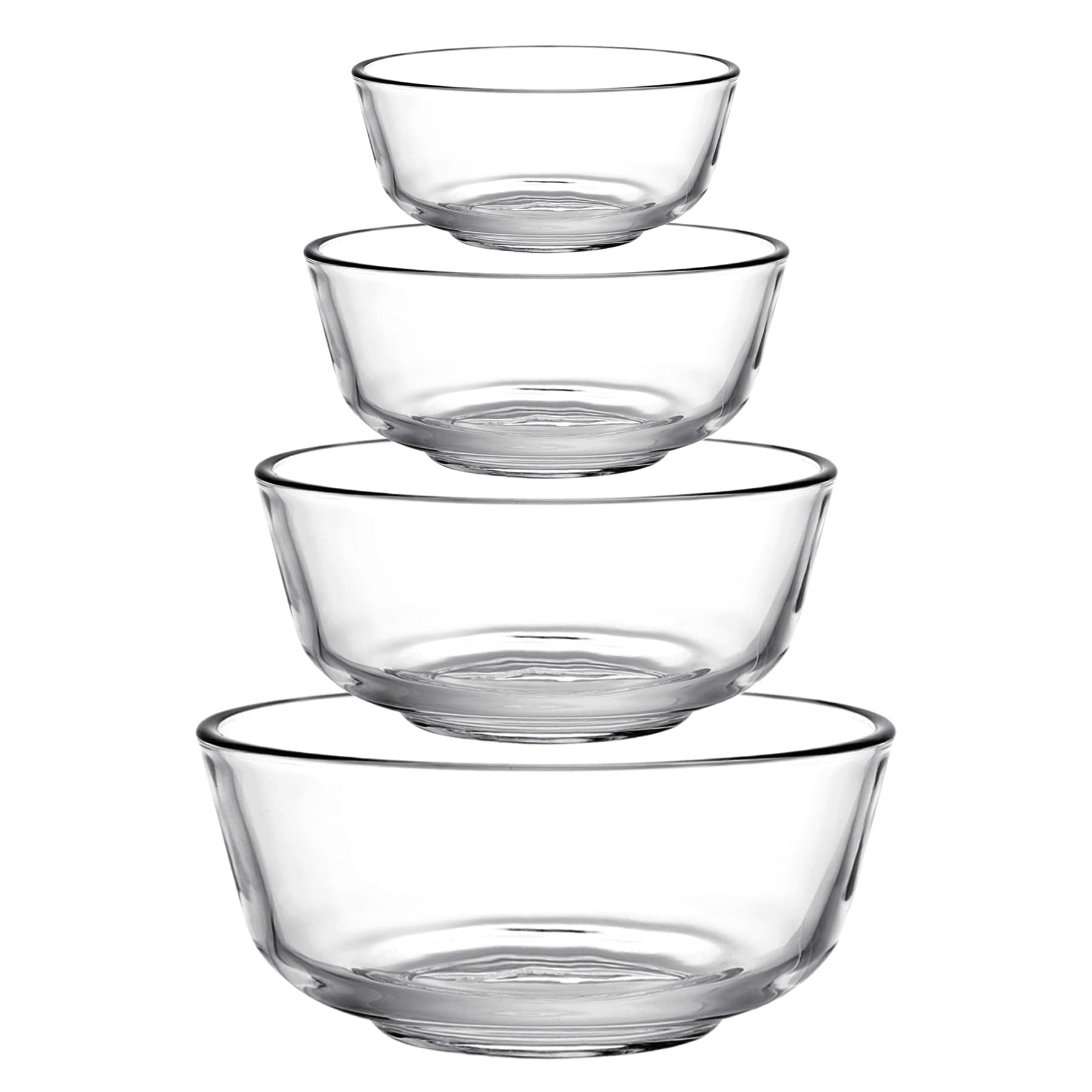 Cuencos de vidrio para mezclar, juego de 4 cuencos de vidrio, apilables, para preparar, hornear, cocinar y servir, aptos para lavavajillas, microondas y congelador (0.31QT, 0.68QT, 1.28QT
