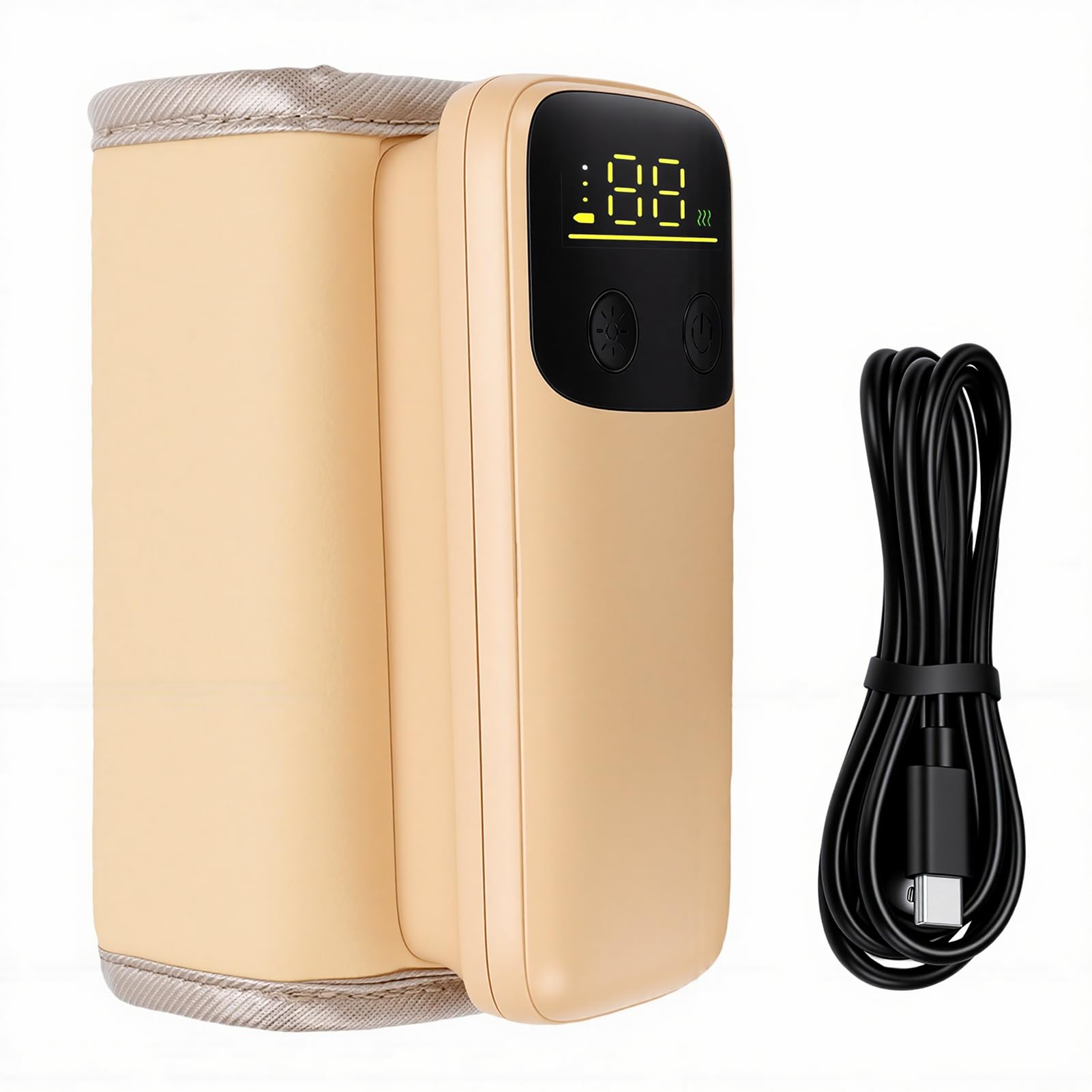 SIXRUN Calentador de Biberones Portátil, Calentador de Leche para Bebés USB con Batería Recargable de 6000 MAh, Calentamiento Uniforme 360 ​​de 98,6 a 131 F, Se Adapta a la Mayoría de Biberones
