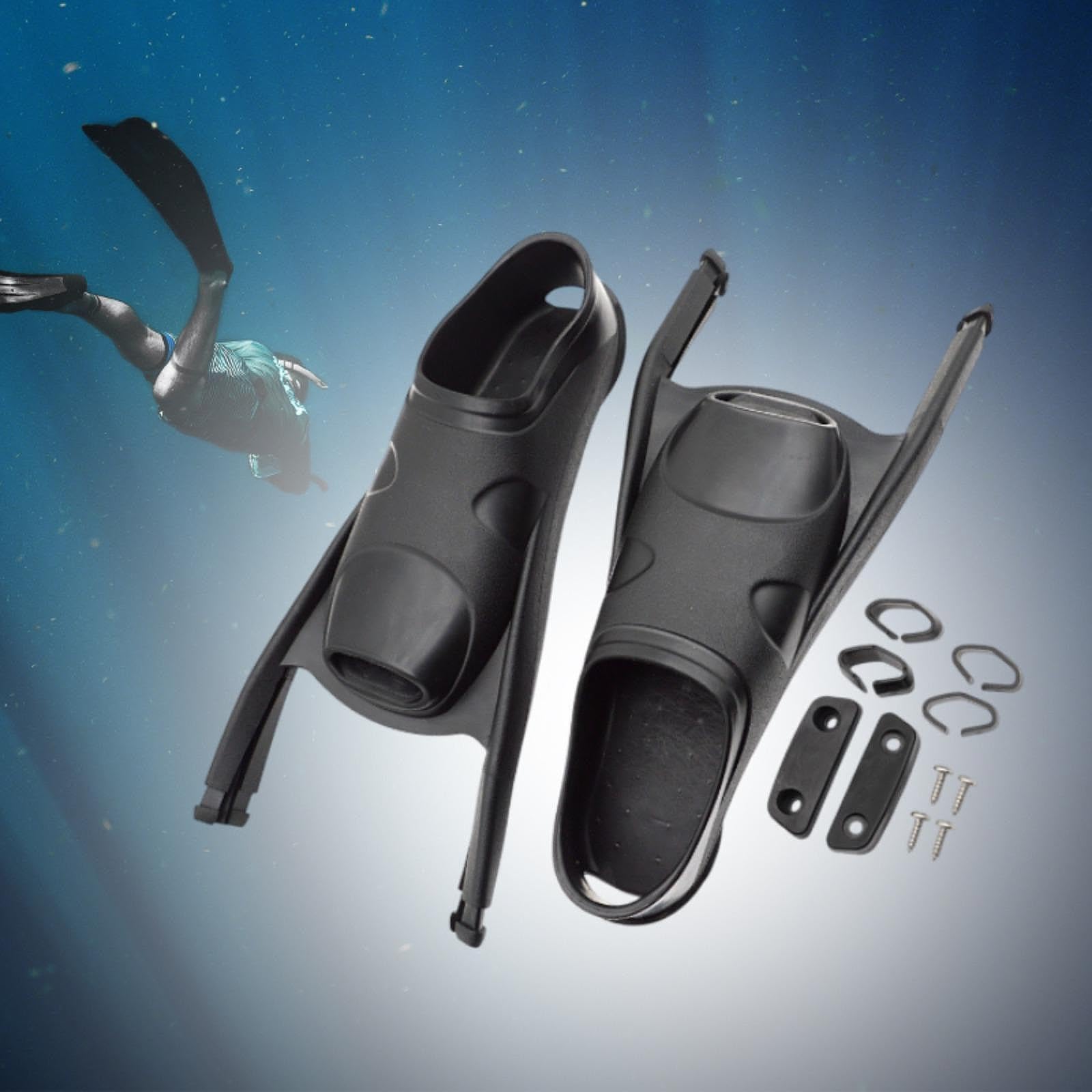 Vaveren Diving Fins for Snorkeling and Swimming, Compact Flippers for Water Activities, Black, XS