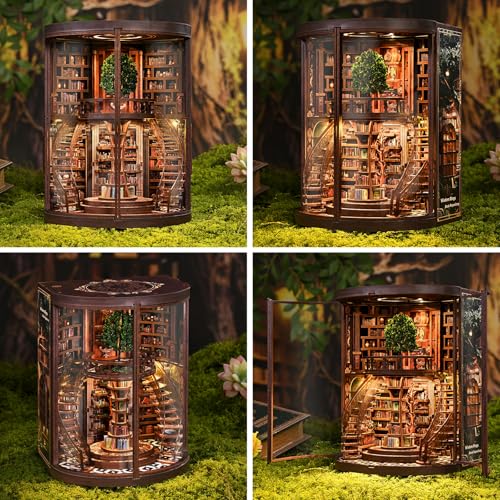 DIY Miniature House Kit, Book Nook Kit, 3D Wooden Puzzles Bookshelf Craft Kits, Dollhouse Kit with LED Light, Mini Building Kit for Adults Teen to Build (Dreamy Bookstore) by ANTREATU - Image 7