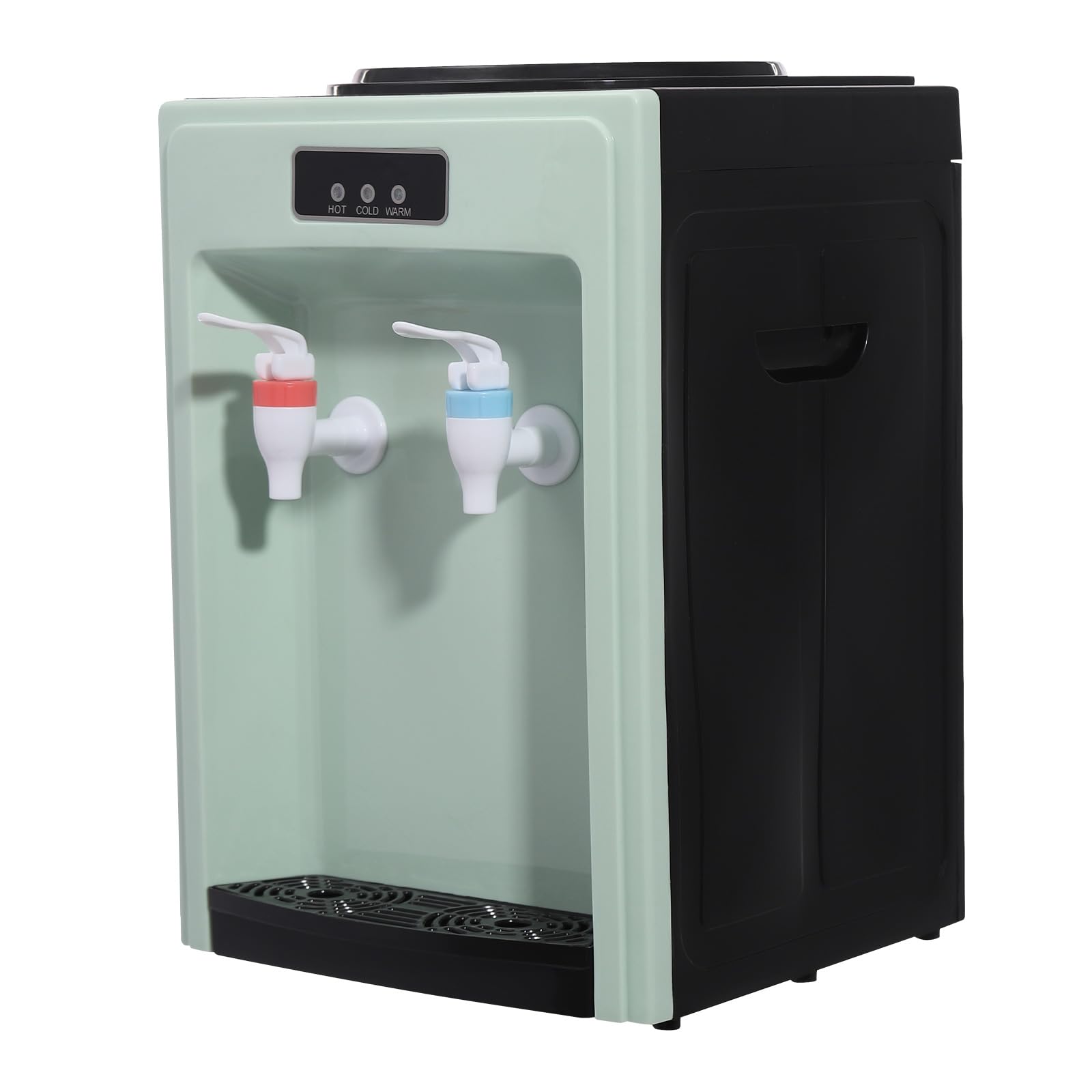 Dispensador de agua caliente eléctrico, 24 x 24 x 36 cm, cubo aplicable de 4,5 a 18,9 L, agua caliente/fría, doble caño, diseño de entrada de agua, dispensador de agua caliente y fría