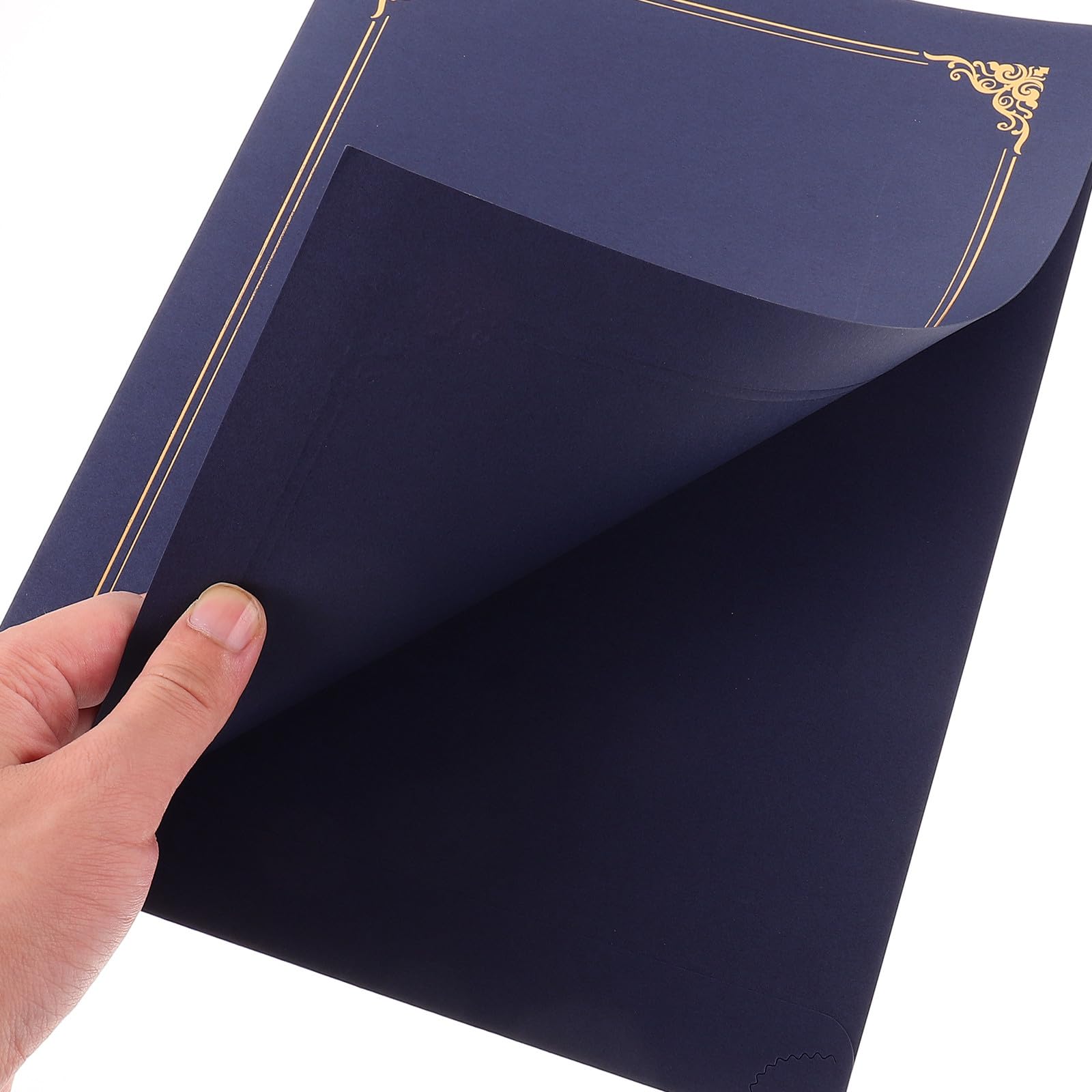 ABOOFAN Lot de 10 Couvertures de Certificat de Récompense Bordure Dorée, Papier Léger Bleu, Étui Protecteur pour Diplômes et Documents Officiels, Adapté Usage Bureau et Maison, Protecteur