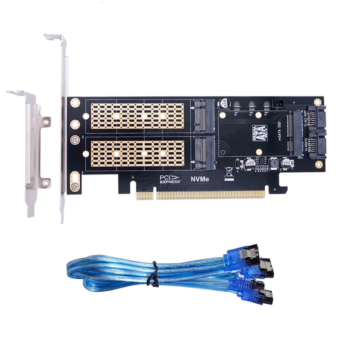 chenyang Adaptador de tarjeta de expansión 3 en 1 M.2 NVME/NGFF/mSATA SSD a PCIe 3.0/4.0 X16 Motherboard SSD