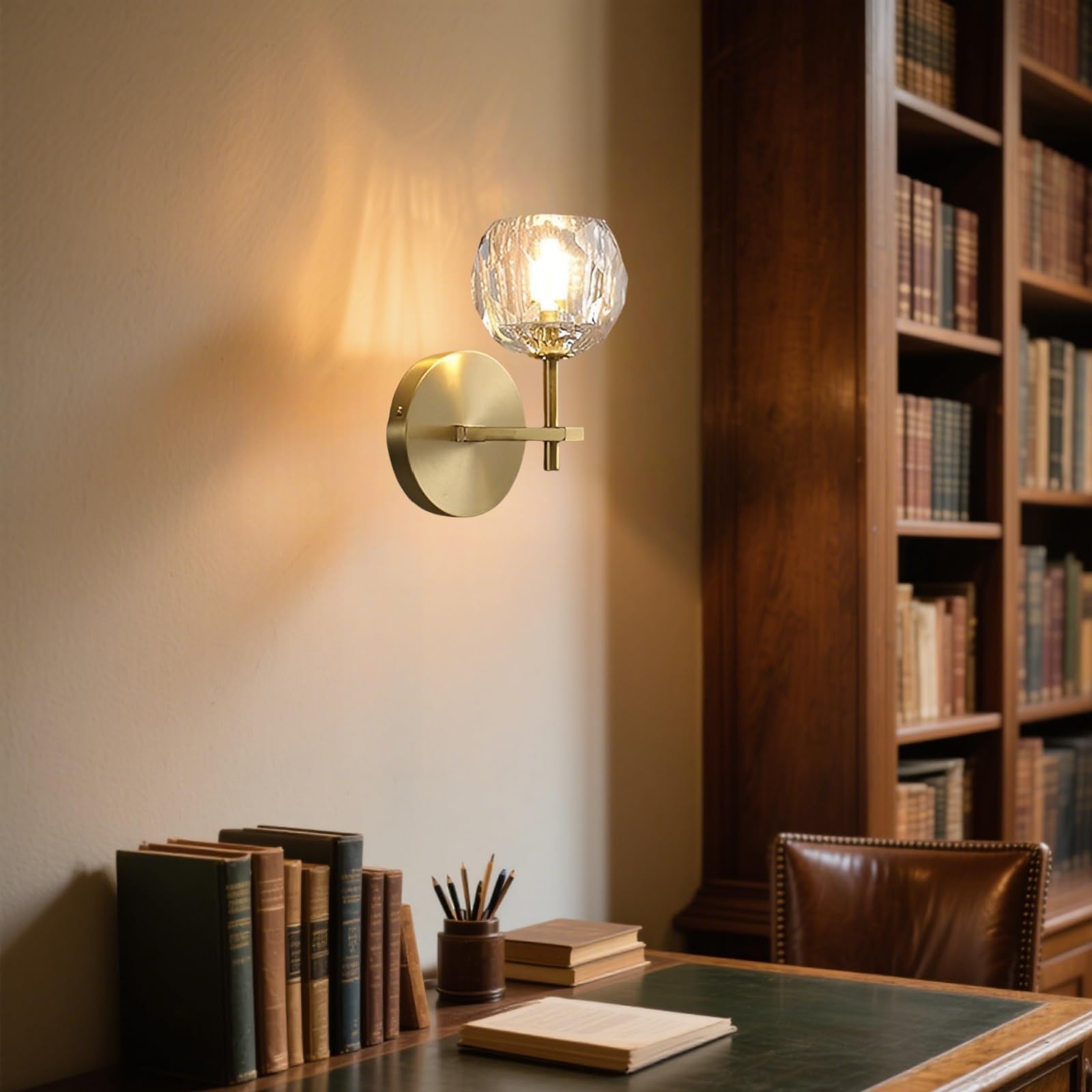 Applique Murale en Cristal Dorée, Lampe Boule, G9, Lumière Chaude