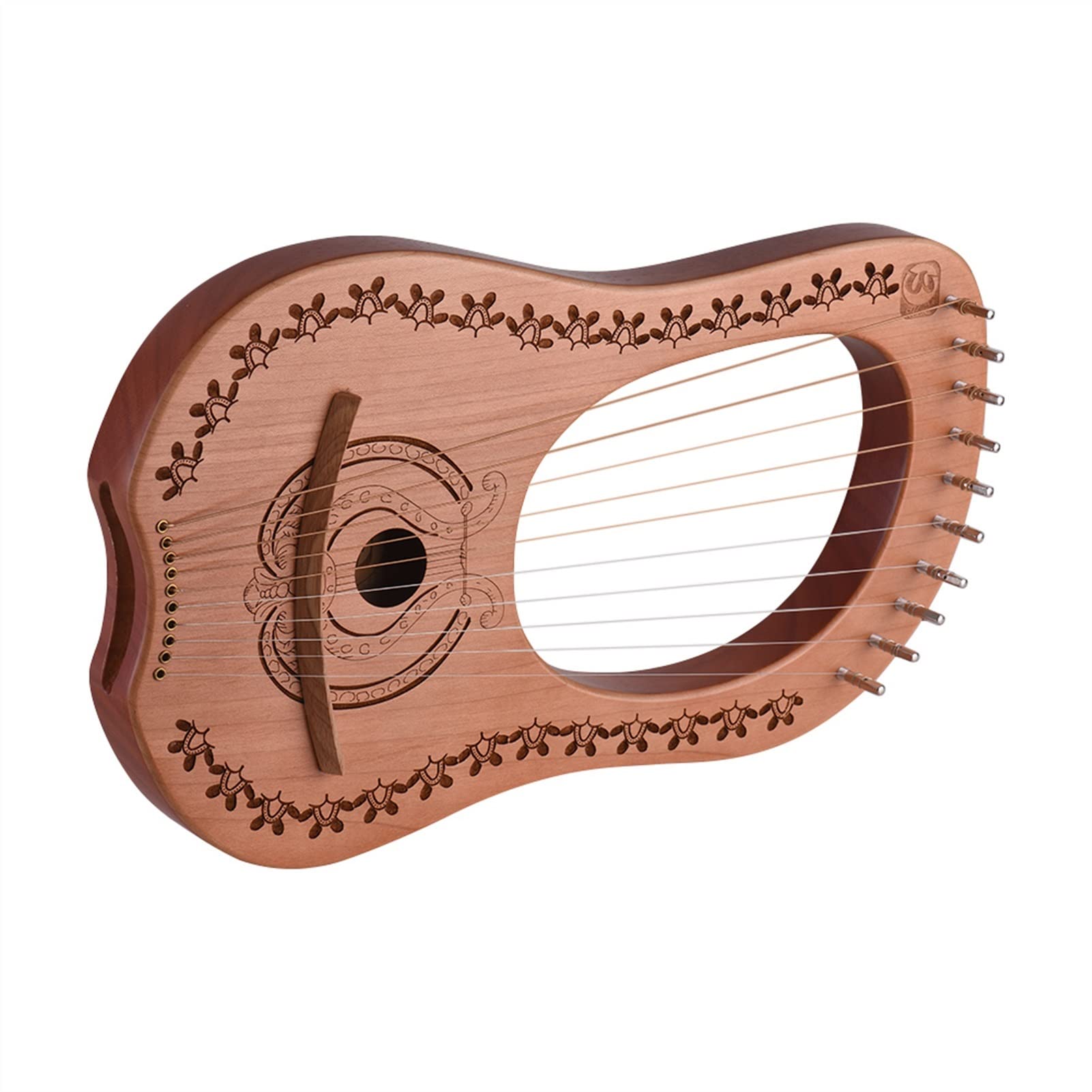 TSTS Lyre Instrument 10 Saiten Holz Ahorn Mahagoni Lyre Harp Instrument Holz Lyre Harp Metall Saiten Musikinstrument