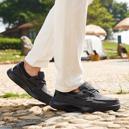 Miniatura 7 de OrthoComfoot Mocasines Ortopédicos Sin Cordones para Caminar para Hombres Mocasines Casuales de Lona para Fascitis Plantar con Soporte de Arco,