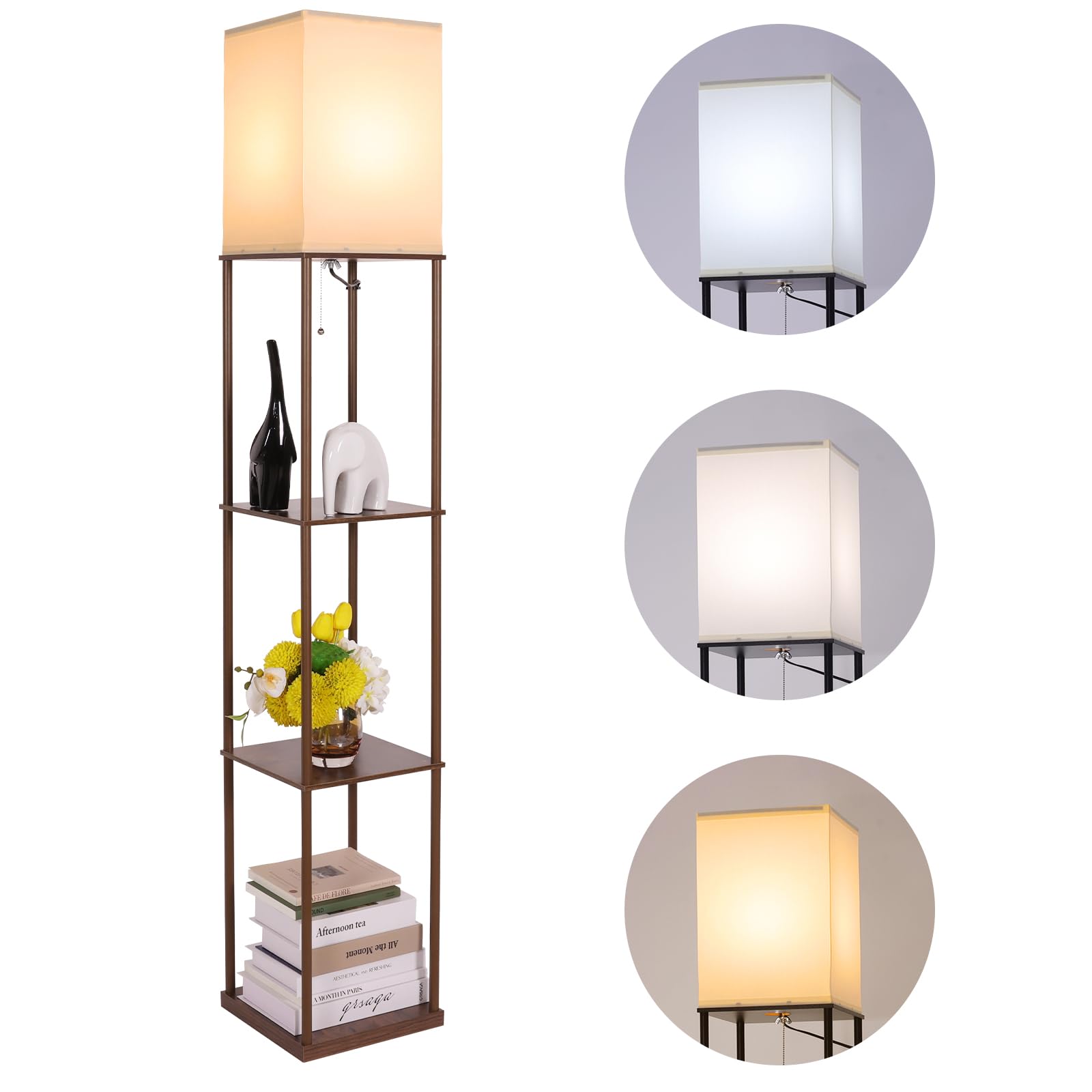 View 1 of (missing screws) Gupuzm Floor Lamp with Shelves & 3-Color LED Bulb