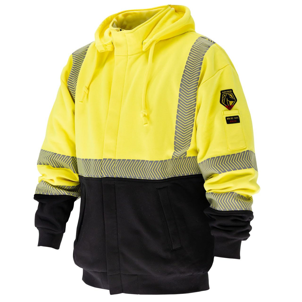 Black Stallion JF2045-HY 12 oz. Hi-Vis AR/FR Cotton Full-Zip Hooded Sweatshirt, X-Large