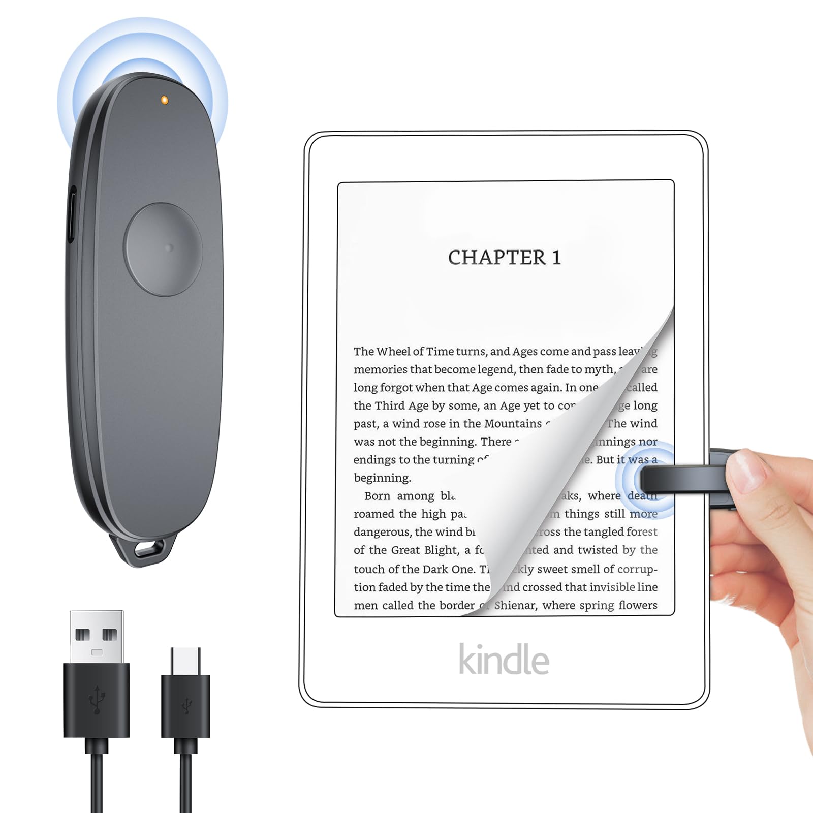 RF Remote Reader Reader Turner di Pagina su Kobo, Kindle, Gira Pagina E-book, per iPad iPhone Android Tablet, Pagina Turner per Lettura Romanzi