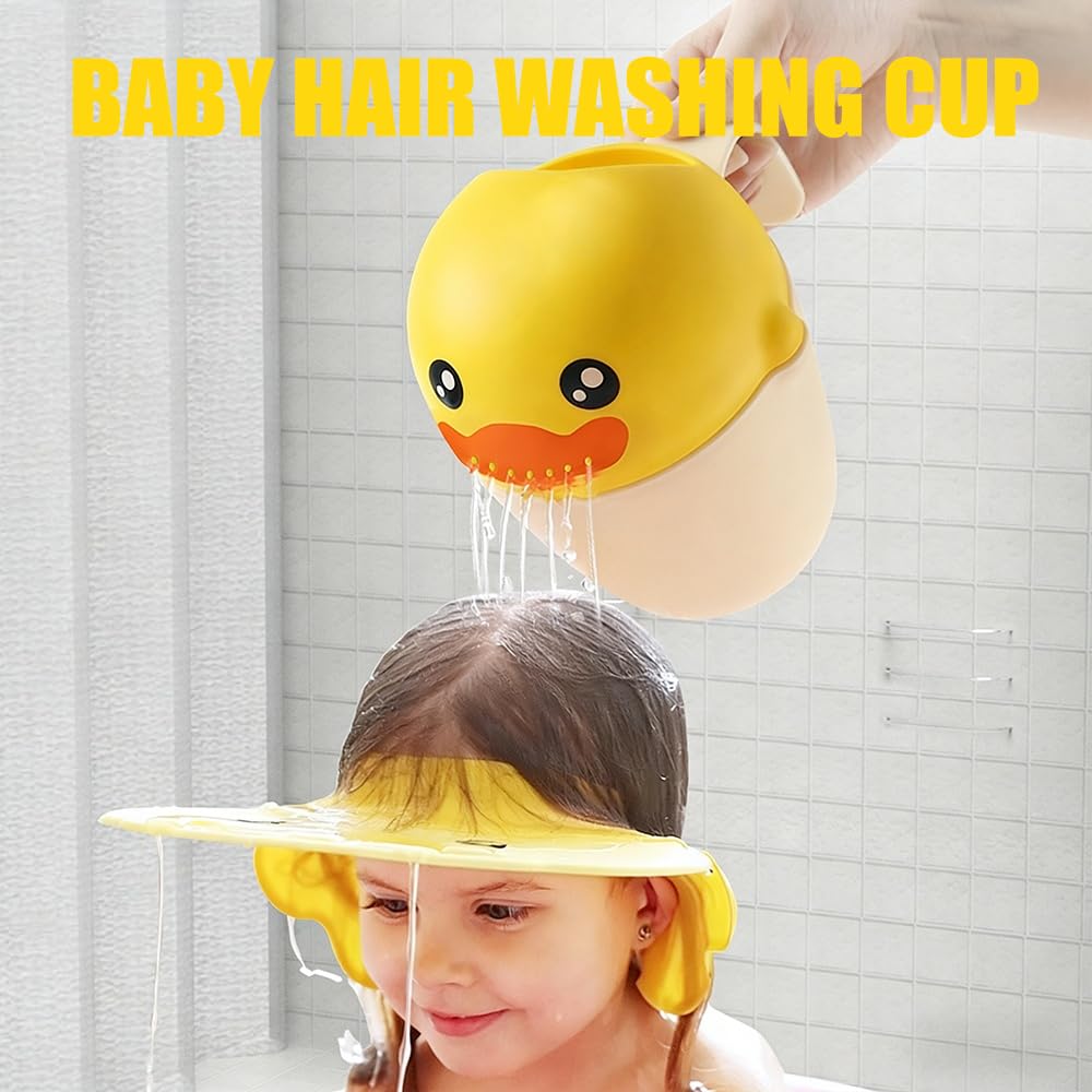 Regadera Baño Bebe, Jarra Baño Bebe con Diseño de Pato, Fácil y Divertido Lavar el Pelo, El Vaso para Lavar el Pelo Perfecto para Bebés y Niños