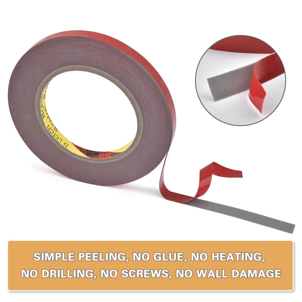 TIMESETL 300cm x 10mm Double Sided Tape Heavy Duty, Waterproof Strong Double Sided Tape - Image 2