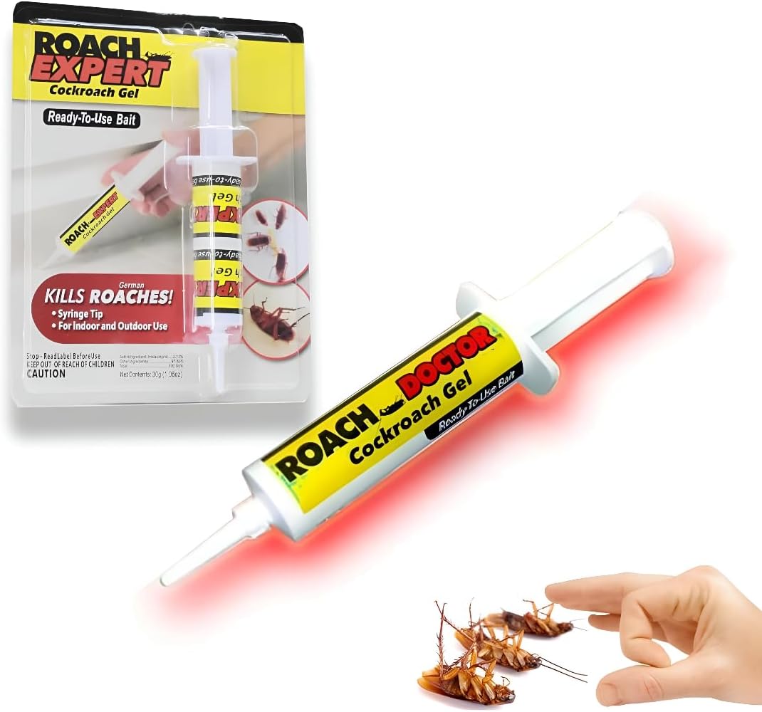 Roach Expert Cockroach Gel Bait 30g – Ready-to-Use Roach Killer Gel with Syringe Applicator for Indoor & Outdoor Use in Kitchen, Bathroom, Office, and Warehouse