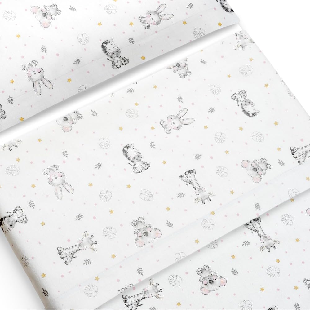 Danielstore- Juego de Sábanas para Cuna 60 x 120 cm Bebé - Sábanas de Invierno Tejido Franela - Incluye Sábana Bajera + Sábana Encimera + Funda Almohada (Koala BCO Rosa)