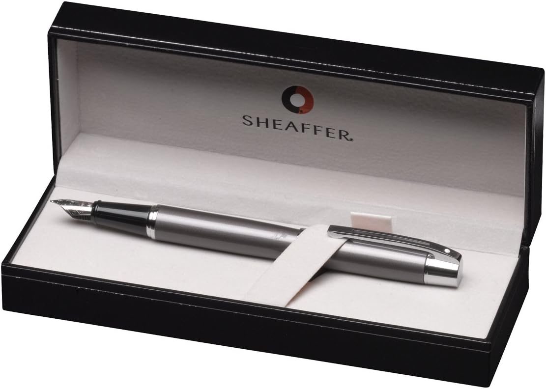 Sheaffer 300 Chrome Plate Trim Fountain Pen, Fine Nib, Metallic Grey (E0932943)