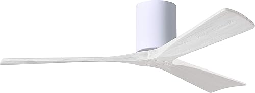 Miniatura 46 de Matthews IR3H-TB-MWH-72 Irene Damp Rated Flush Mount 72" Ceiling Fan with Remote & Wall Control, Silent DC Motor, 3 Matte White Solid Wood Blades