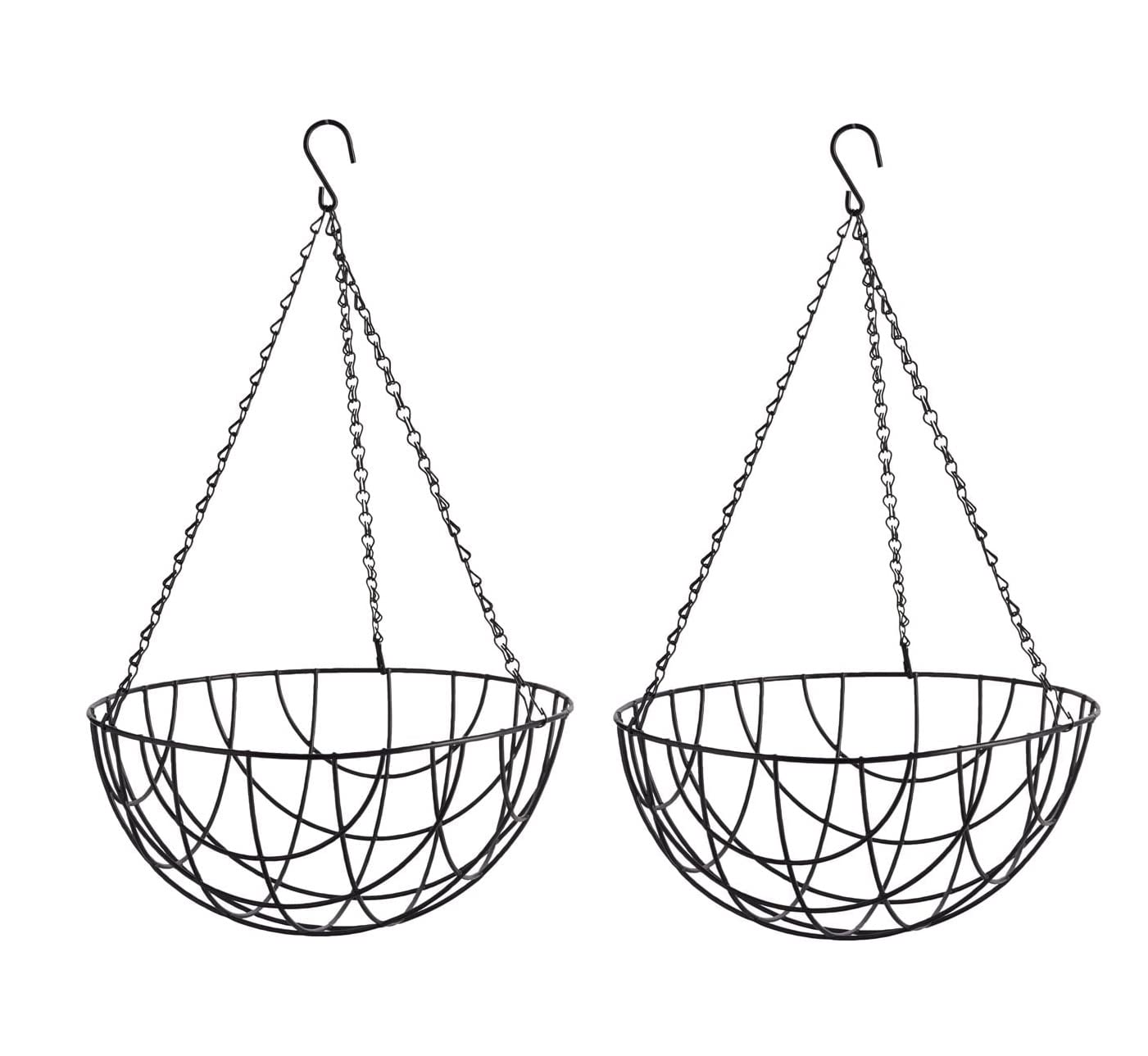 Unibos | 14 Inch Indoor Outdoor Balcony Patio Hanging Basket | Outdoor Garden Flower Planter | Wire Basket | Great Decor Ideas | Garden Planters | Set of 2