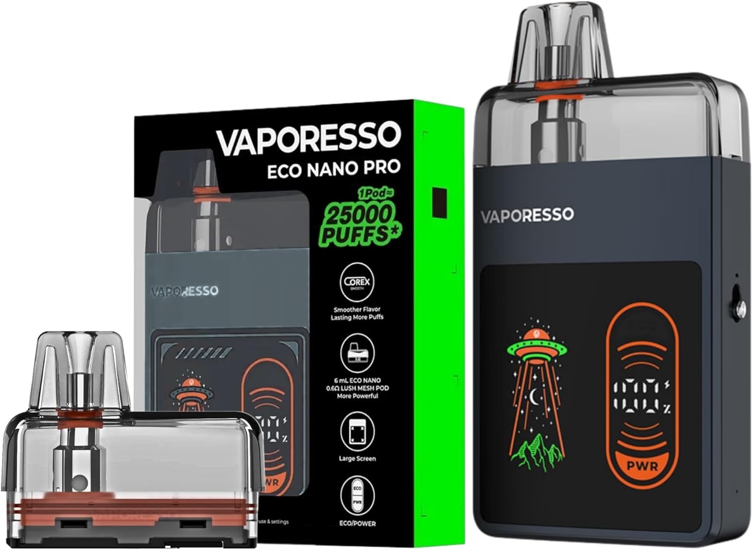 Vaporesso ECO Nano Pro Kit 1000mAh Built-in Battery fit 6ml ECO Nano 0.6/0.8/1.2ohm Mesh Pod 25000 puffs Electronic Cigarette Vape Support ECO/POWER Mode No Nicotine (Gummetal) : Amazon.fr: High-Tech Vaporesso ECO Nano Pro Kit 1000mAh Built-in Battery fit 6ml ECO Nano 0.6/0.8/1.2ohm Mesh Pod 25000 puffs Electronic Cigarette Vape Support ECO/POWER Mode No Nicotine (Gummetal) : Amazon.fr: High-Tech