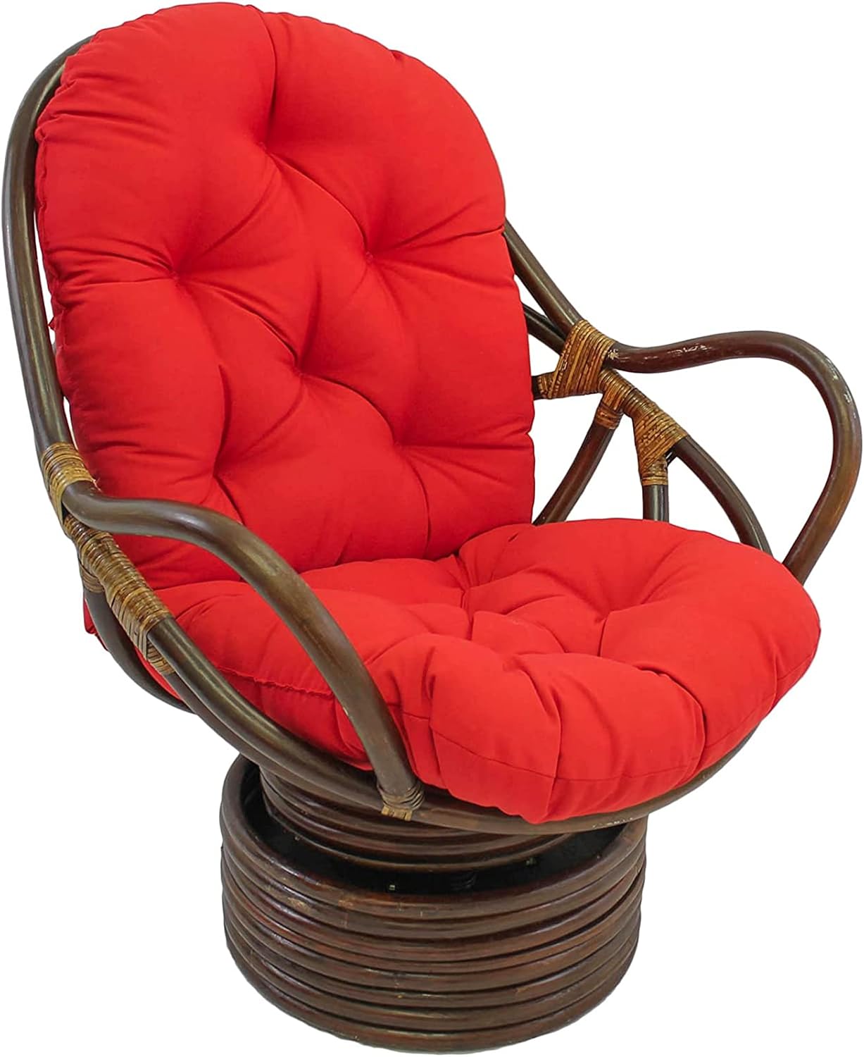 KKLT Rattan Papasan Chair Cushion,Not Rattan Frame Swivel Rocker Chair Cushion Hanging Hammock Chair Pads Needles Twill-Red 48x24x5inch