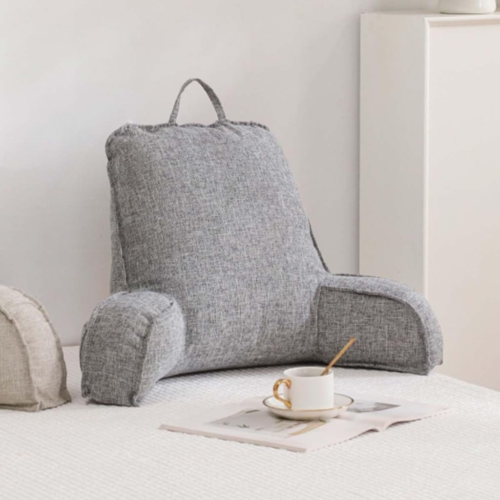 Gdjgnudk Gray Soft Reading Pillow For Bed Sofa Chair, Reading Cushion For Bed With Arms Lumbar Pillow, Soft Bed Rest Reading Pillow With Neck/Arm Support, For Books, Gaming, Watching Tv(Gray)