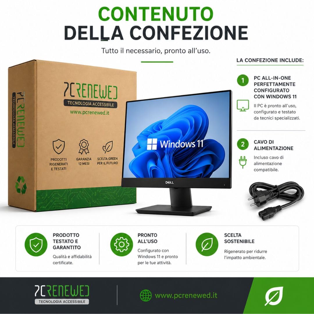 Dell Optiplex 7470 All-in-One Touch 23.8" Full HD |CPU i5-8500 | 16GB RAM | SSD 256GB NVMe | WiFi | Webcam Pop-Up | Windows 11 Pro | PC Desktop (Ricondizionato)