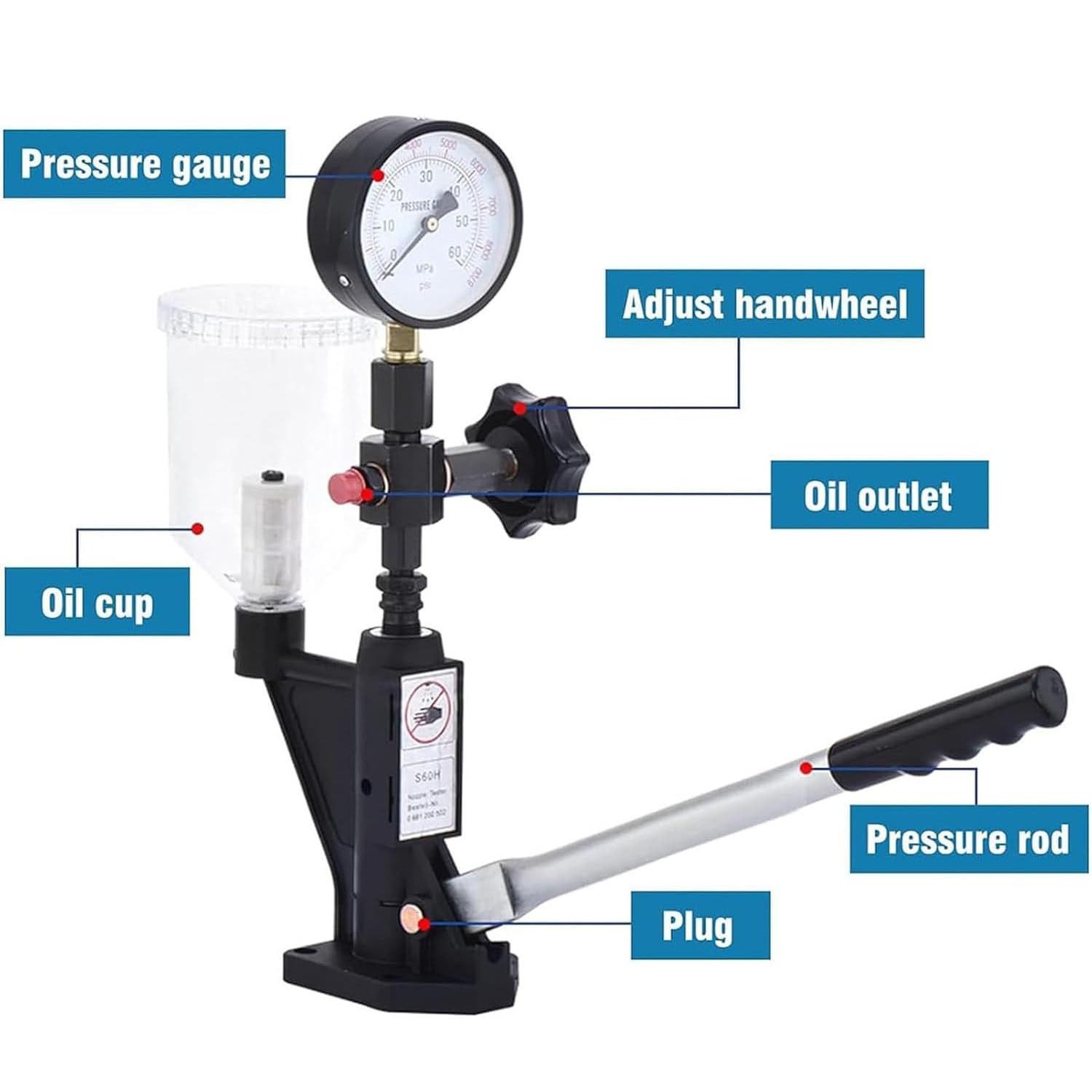 Kit De Compresión Para Comprobador De Inyectores Diésel, Comprobador Electromagnético De Inyectores Diésel Con Boquilla De Combustible S60h, Comprobador De Inyectores Cr-C