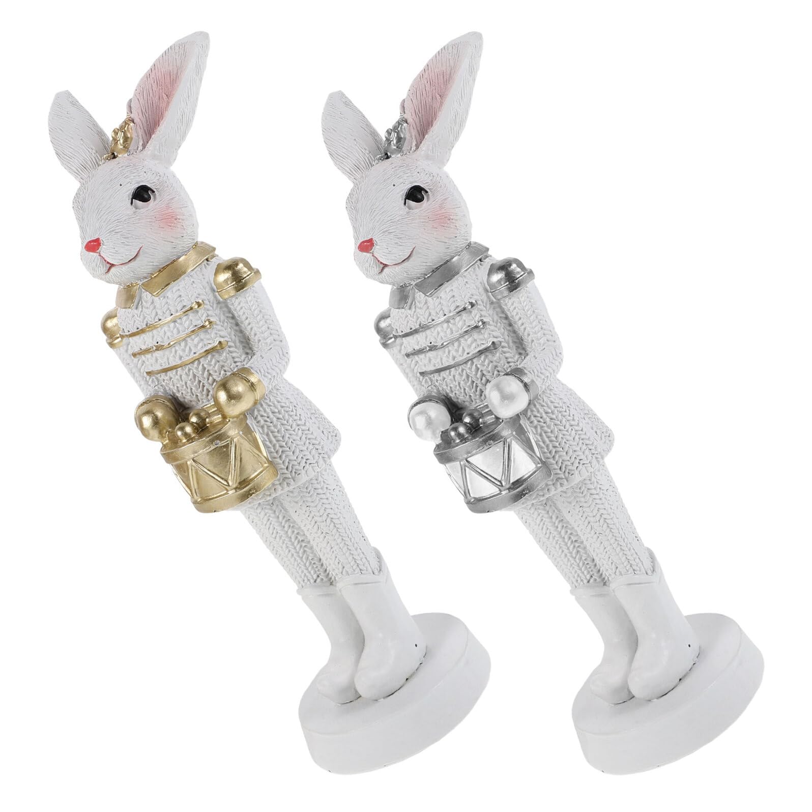 Schiaccianoci Coniglietto Pasquale in Resina Bianca e Dorata, Decorazione Primaverile da Tavolo per Pasqua, Statuina a Forma di Coniglio per Caminetto e Regalo Stagionale,