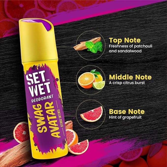 Image of SET WET Deodorant For Men Swag Avatar Citrus Intense, 150ml pack of 2