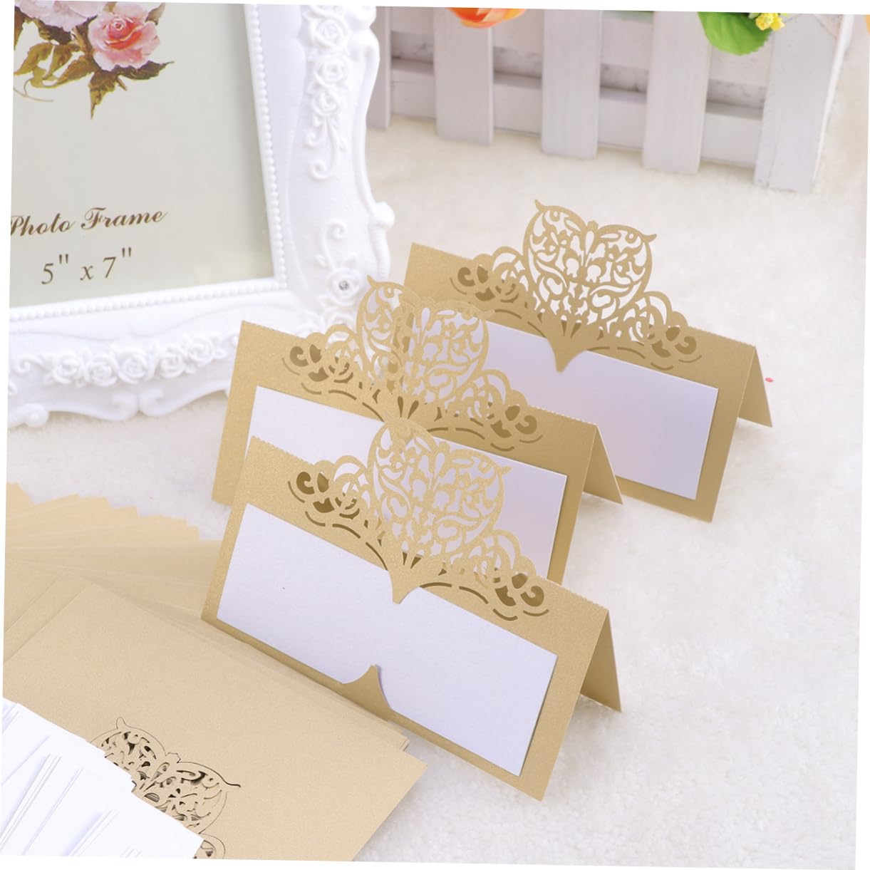 OUNONA 150stücke -cut Platzkarten Mit Floralen Motiven Für Hochzeiten Und Veranstaltungen Elegante Tischkarten Für Namensbeschriftung Und Dekoration Goldene Farbe