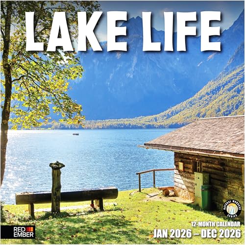 Image of RED EMBER Lake Life 2026 Wall Calendar 12 Month | 12 inch x 24 inch Open | Thick & Sturdy Paper | Holiday Gift | Travel Calendar 2026