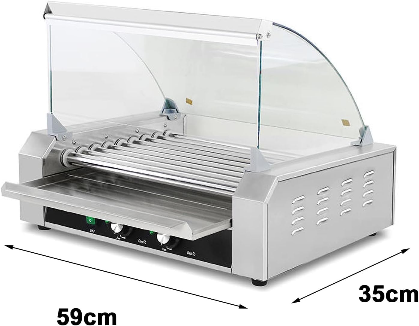 Macchina per grill a rullo per hot dog, 7 rulli per salsicce automatica con doppio controllo della temperatura, perfetta per uso commerciale e feste barbecue