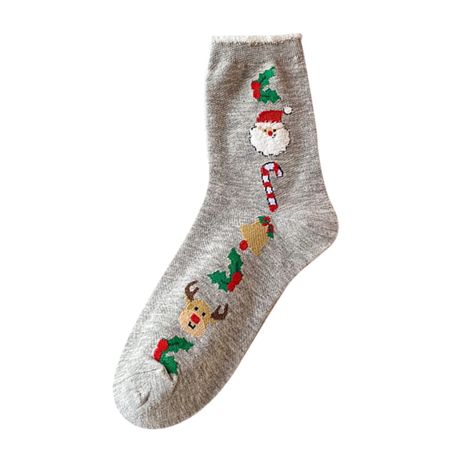 Hiking Socks Womens Christmas Print Socks New Pattern Warm Socks Cute Plush Ear Christmas Print Socks Socks Womens High Socks The Walking Store Socks