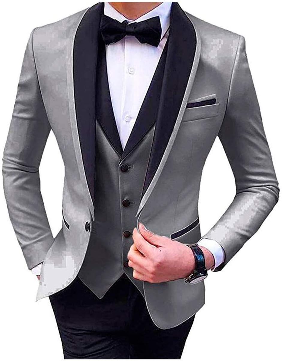 Men's 3 PC Slim Fit Prom Suits Shawl Lapel Wedding Suits Groom Tuxedos Business Men Suits Dinner Suits