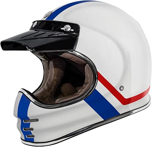 Miniatura 10 de TORC Casco de motocicleta de cara completa retro clásico de fibra de vidrio T3Baja aprobado por DOT y ECE
