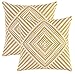TreeWool - Pack de 2 - Caleidoscopio Acento Decorativo Fundas de cojín, 100% Algodón (45 x 45 cm, Mostaza)