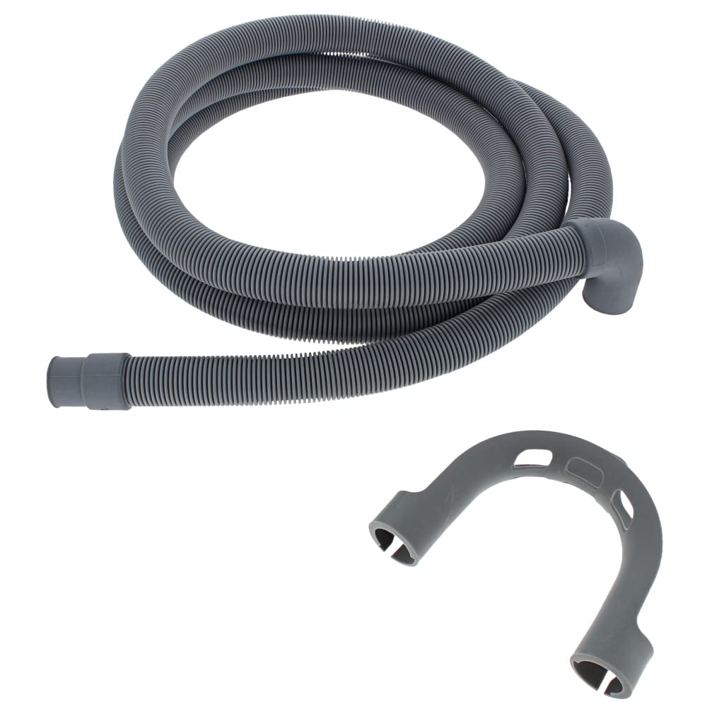 Electruepart Drain Hose 2.5M(8') 22Mm Straight - 29Mm 90 Deg End Fits Washing Machines