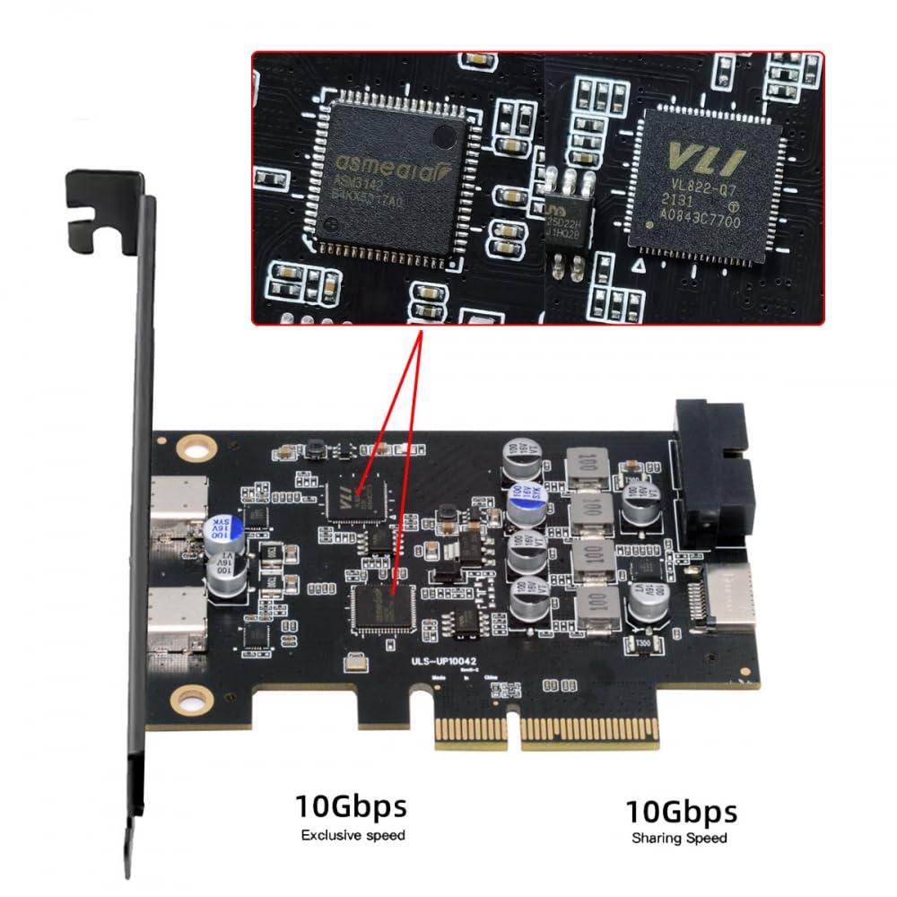 CY Karta typu E USB 3.1 gniazdo na panelu przednim i USB3.0 19-pinowy/20-pinowy i podwójny adapter karty USB-C na PCI-E Express ASM3142 VL822