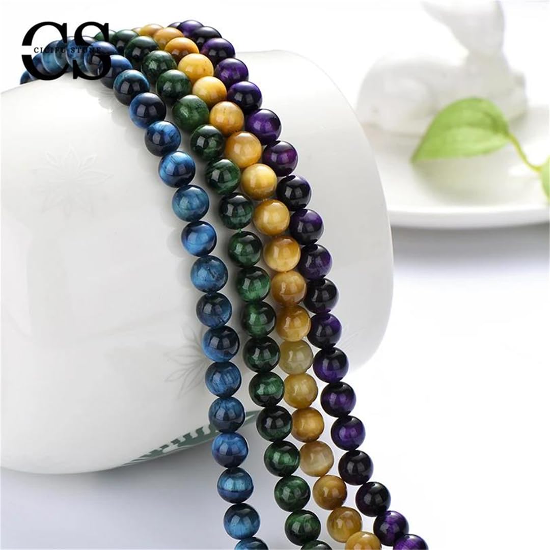 4, 6, 8, 10 mm, cuentas espaciadoras redondas de piedra natural de ojo de tigre para joyas, collares, pulseras, bricolaje