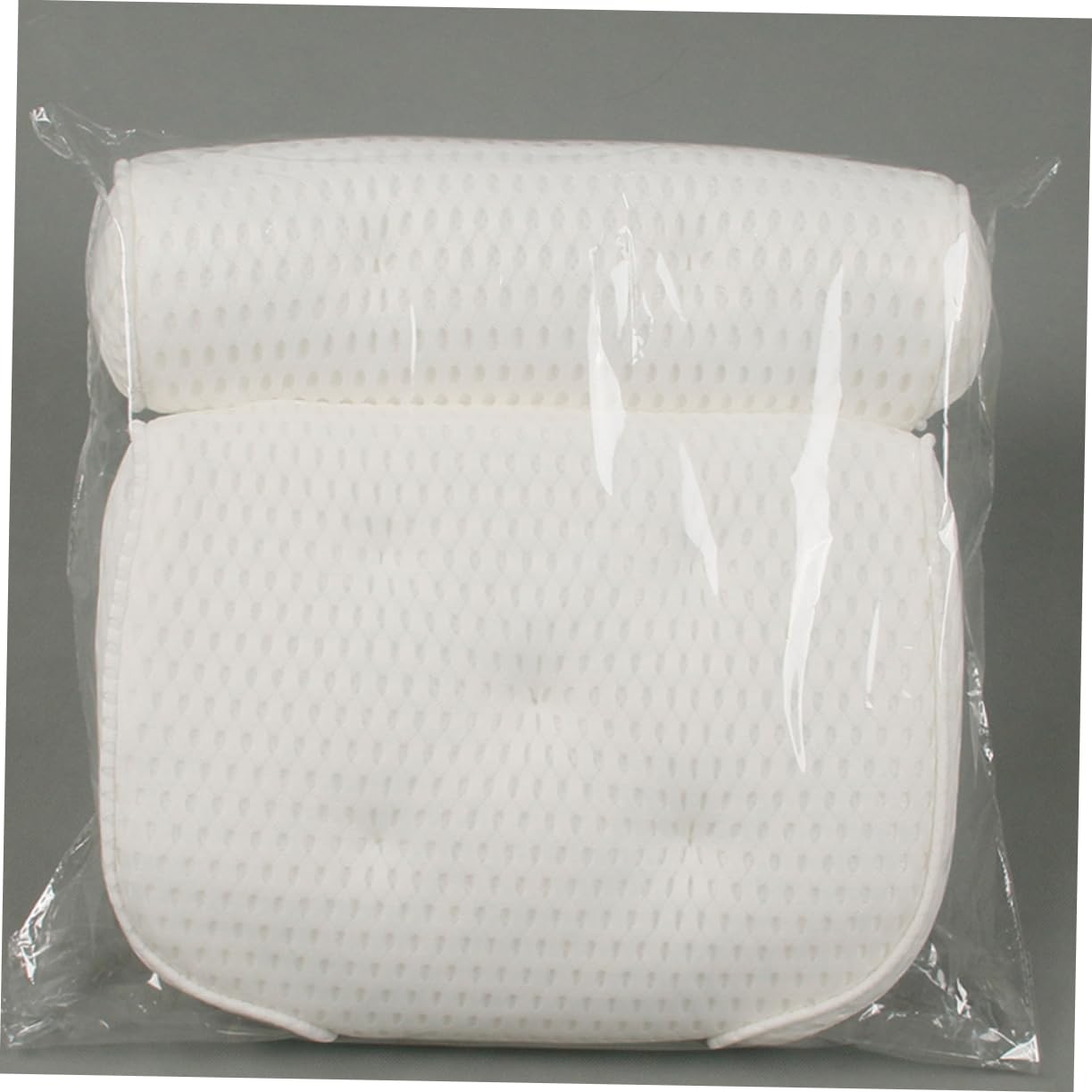 Beaupretty Oreiller Repose-tête et Nuque en Polyester Blanc Ventouses pour Bain à Domicile, Forme Confortable pour Relaxation et Soutien
