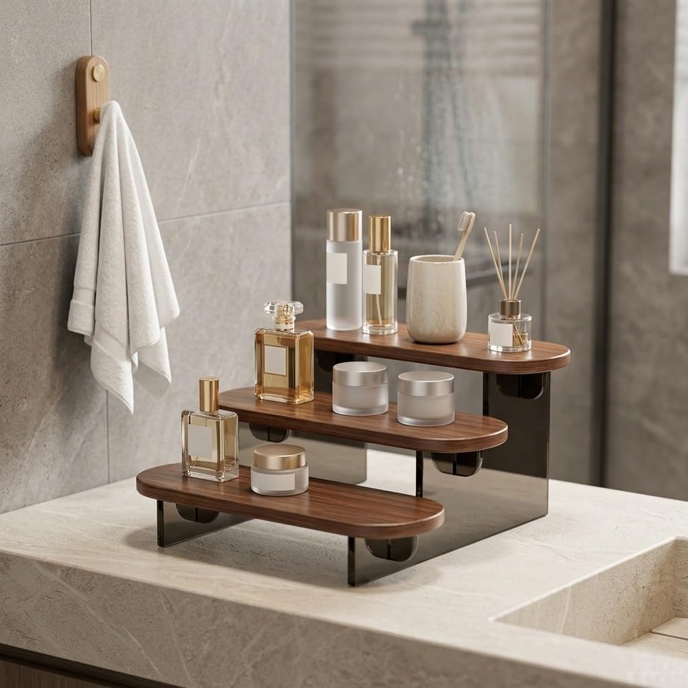 per scaffale Bagno 3 Livelli in MDF Nero 30cm per scaffale(black)
