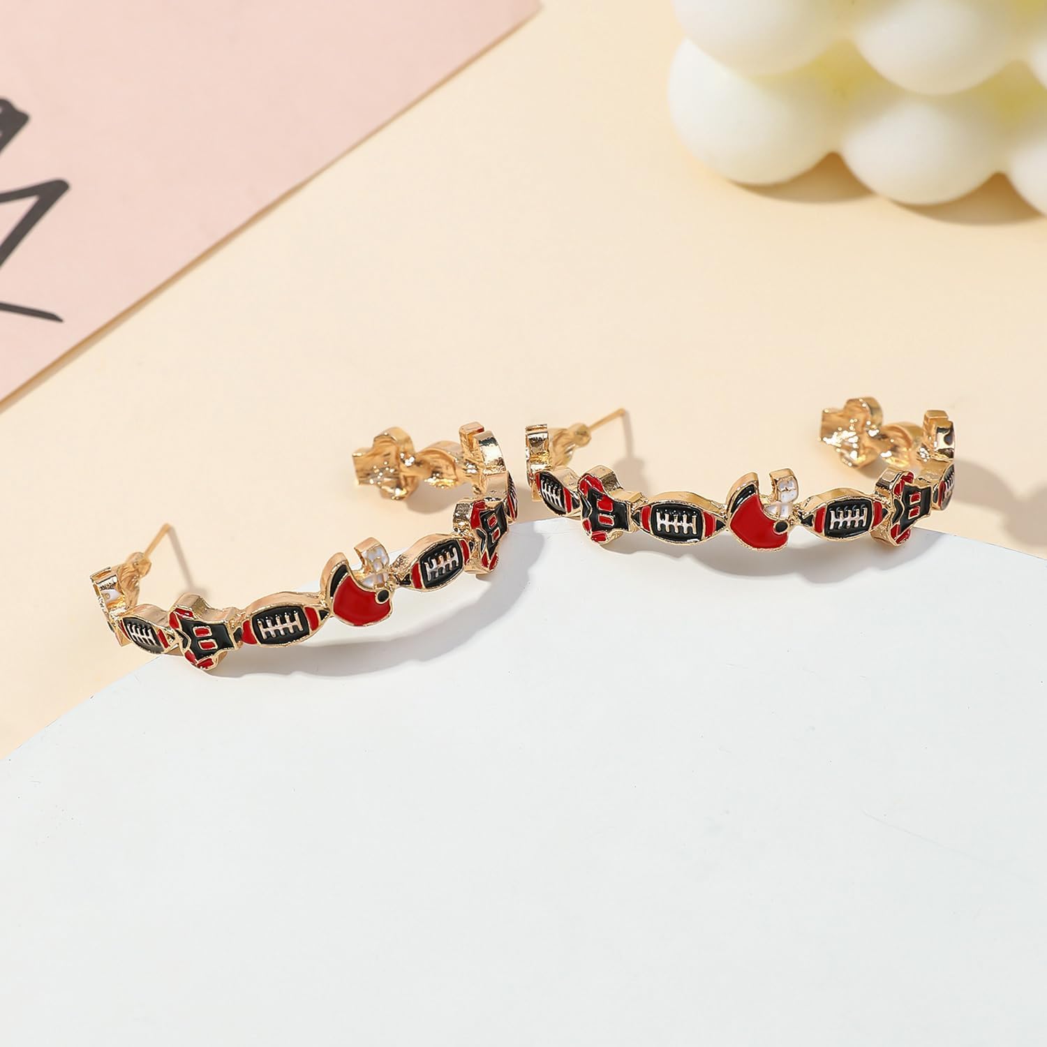 Game Day Earrings for Women (Heavy Earrings) Football Earrings for Mom Fashion Football Mom Sports Jewelry Game Day Outfit Accessories - Image 4