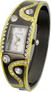 Qtqgoitem Lady Rhinestone Decor Rectangle Dial Bracelet Wrist Watch Black (Model: 655 ad8 98c f8b 7b9)