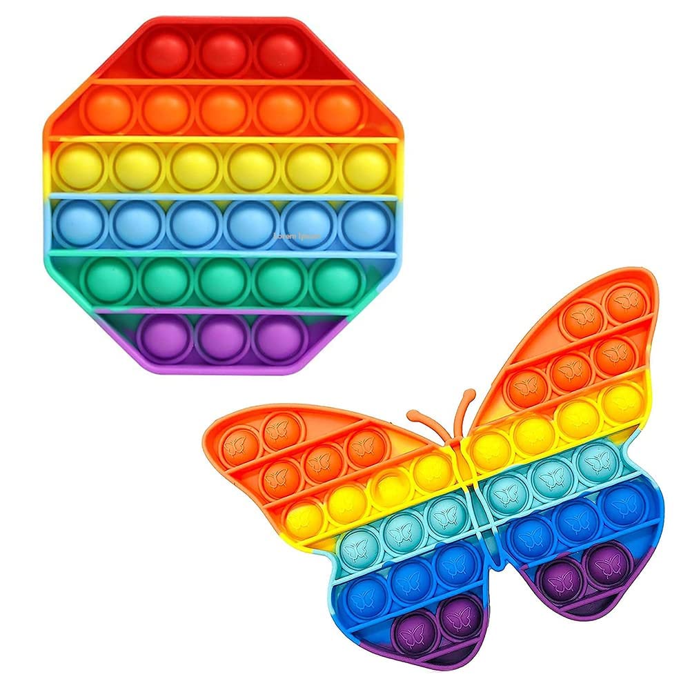 K.P.N Pop it Fidget Toys Autism Special Needs Silicone Stress Relief Toy Fidget Toy Pop Toy Push Pop Bubble Sensory Toy for Kids Adults and Toddlers (Octagon+Butterfly)