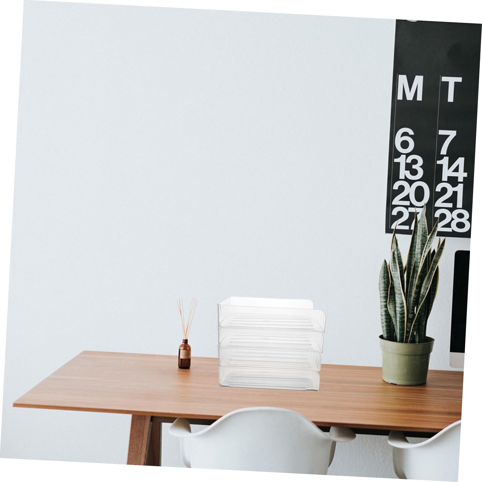 NUOBESTY Portadocumenti da Scrivania Impilabile A4 4 Pezzi in Plastica | Organizer per Fogli, Uso Casa e Scuola, Design Salvaspazio, Semplice e Stiloso