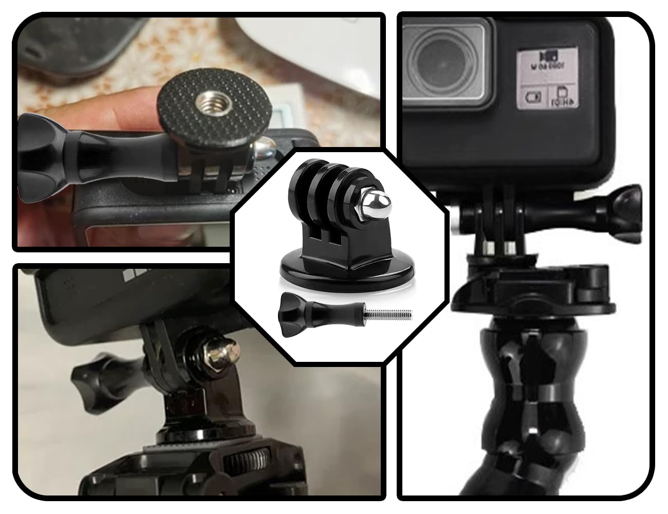KAPSING Zestaw 2 adapterów do montażu tripod ze śrubami, akcesoria montażowe do kamer sportowych, kompatybilne z GoPro Hero 10/9/8/7/6/5