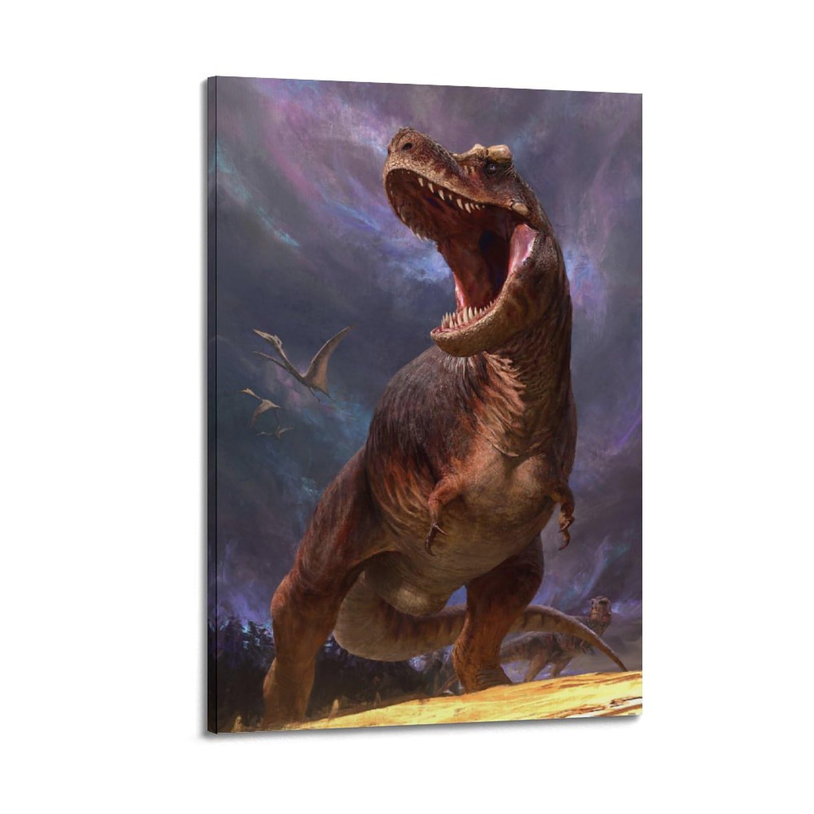 FYRN Animal Poster Dinosaur Beasts of The Mesozoic T. Rex Poster Wall Art Print Retro Aesthetic Room Decor Office Decorations 24x36inch(60x90cm) Frame-style