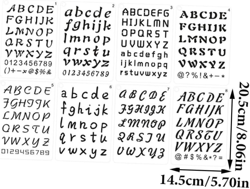 Artibetter Alphabet and Number Stencil Templates Set 24 Sheets, Large Letter and Number Spray Painting Stencils for DIY Art, Scrapbooking and Wall Decor, Reusable Lettering Aids for Artists