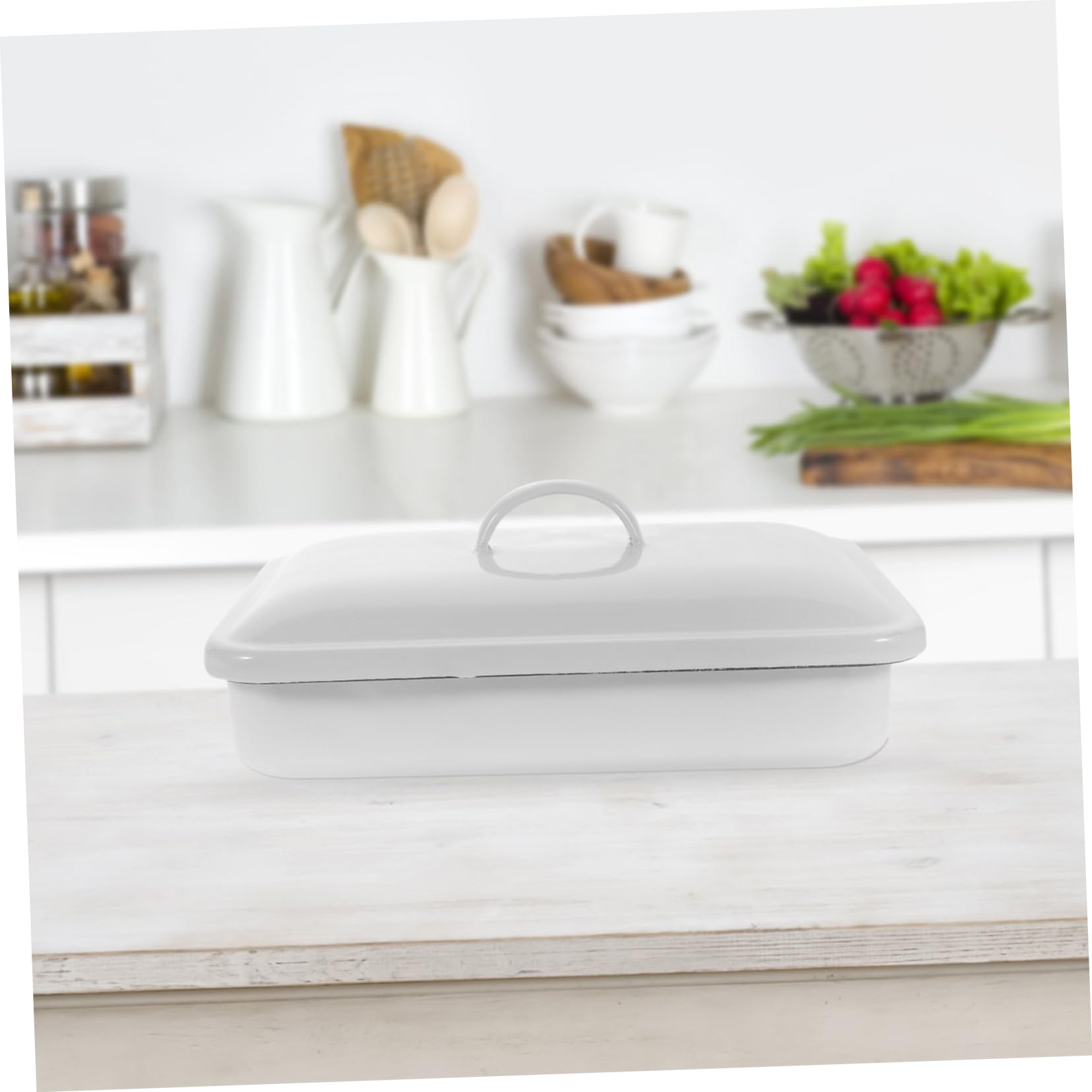ORFOFE Teglia Smaltata Bianca Multiuso per Forno e Conservazione Alimentare Materiale Sicuro per Cucinare Antiaderente e Adatta Pizze e Crepes Lavabile in Lavastoviglie