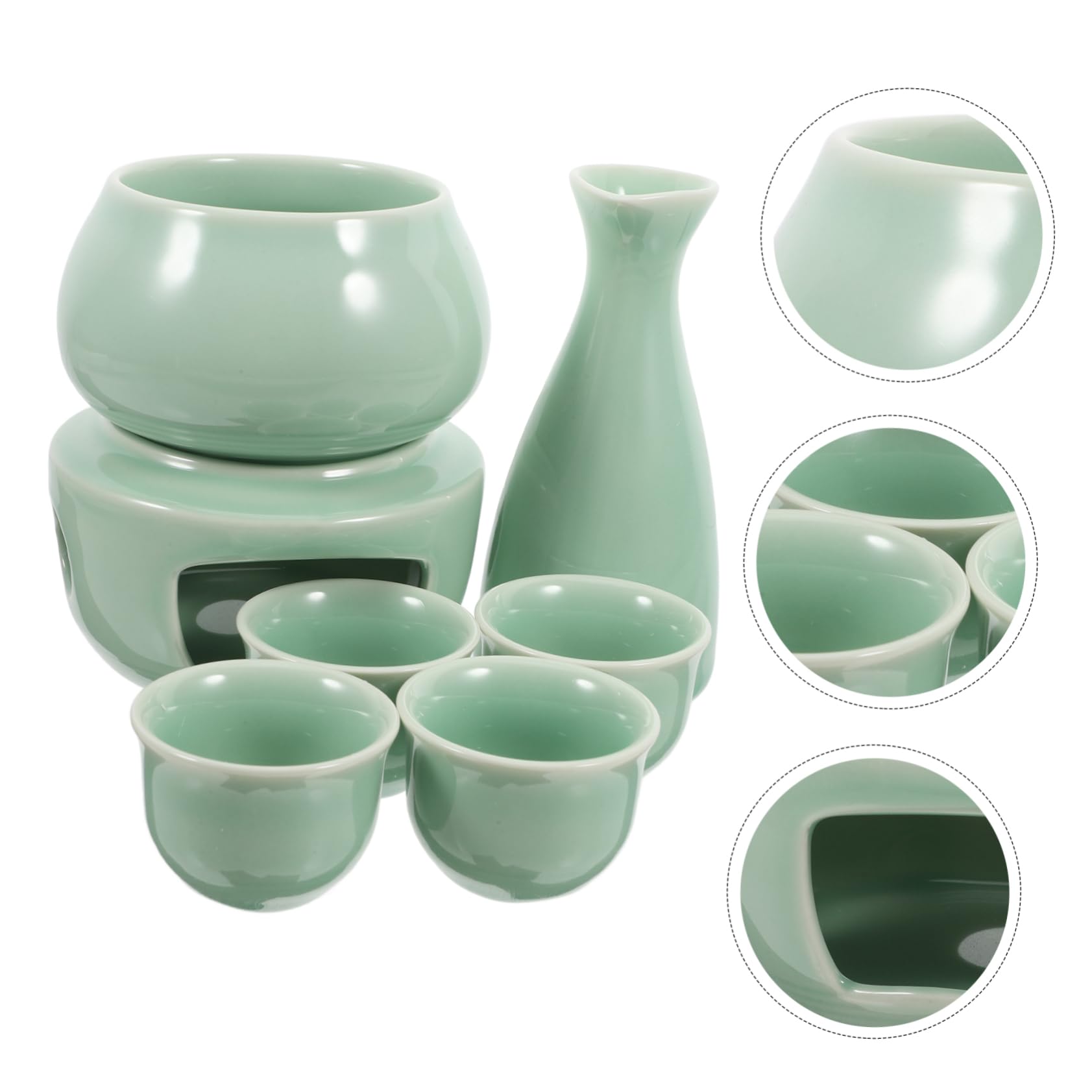 Hohopeti 1juego Sake Cerámico Japonés Con Calentador y Tazas De Porcelana Para Reuniones Sociales Mantiene Del
